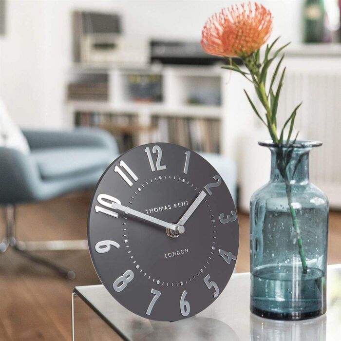 Thomas Kent - Mulberry Graphite Silver Mantel Clock